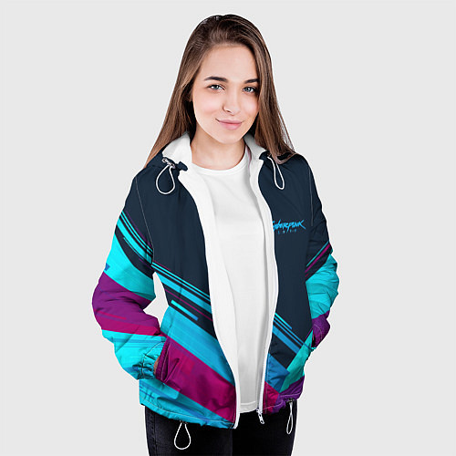 Женская куртка Cyberpunk 2077 / 3D-Белый – фото 3