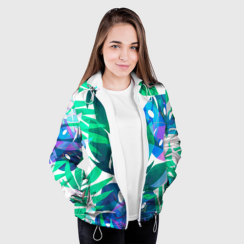 Женская куртка Зеленые тропики / 3D-Белый – фото 3