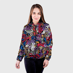 Куртка с капюшоном женская Music collage, цвет: 3D-черный — фото 2