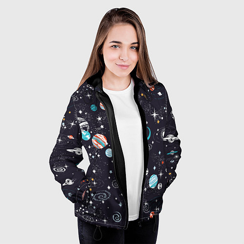 Женская куртка Загадочный космос / 3D-Черный – фото 3