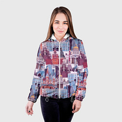 Куртка с капюшоном женская Москва архитектура, цвет: 3D-белый — фото 2