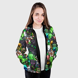 Куртка с капюшоном женская Жители Майнкрафт, цвет: 3D-черный — фото 2