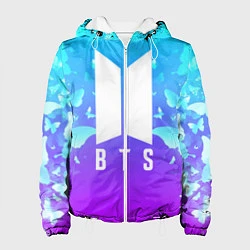 Куртка с капюшоном женская BTS: Violet Butterflies, цвет: 3D-белый