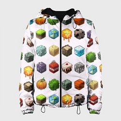 Куртка с капюшоном женская Minecraft Cubes, цвет: 3D-черный