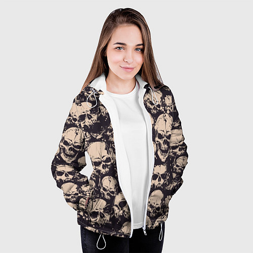 Женская куртка Черепа - паттерн / 3D-Белый – фото 3