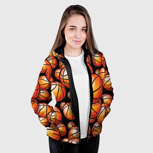 Женская куртка Баскетбольные яркие мячи / 3D-Черный – фото 3
