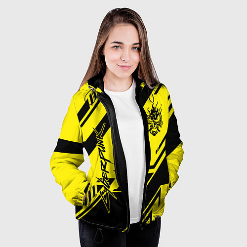 Женская куртка Cyberpunk 2077: Yellow Samurai / 3D-Черный – фото 3