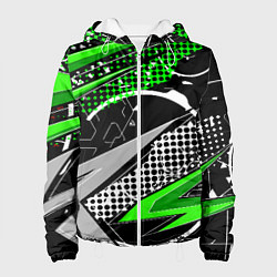 Куртка с капюшоном женская Black and green corners, цвет: 3D-белый