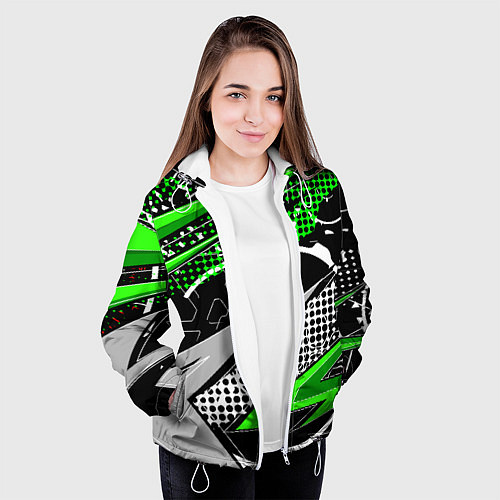 Женская куртка Black and green corners / 3D-Белый – фото 3