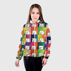 Куртка с капюшоном женская Woman Yelling at Cat, цвет: 3D-белый — фото 2
