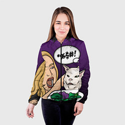 Куртка с капюшоном женская Woman yelling at a cat, цвет: 3D-черный — фото 2