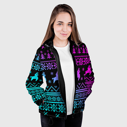 Женская куртка FORTNITE НОВОГОДНИЙ / 3D-Черный – фото 3