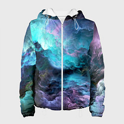 Куртка с капюшоном женская Космос фрактал, цвет: 3D-белый
