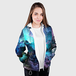 Куртка с капюшоном женская Космос фрактал, цвет: 3D-белый — фото 2