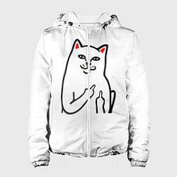 Куртка с капюшоном женская Meme Cat, цвет: 3D-белый