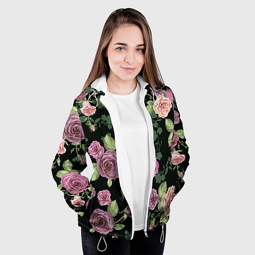 Женская куртка Кусты роз / 3D-Белый – фото 3