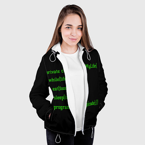 Женская куртка Жизнь программиста / 3D-Белый – фото 3