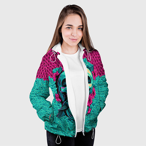 Женская куртка Неоновый череп / 3D-Белый – фото 3