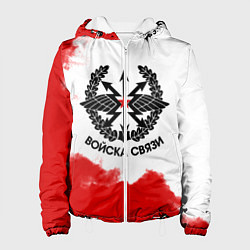 Куртка с капюшоном женская Войска связи, цвет: 3D-белый