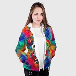 Куртка с капюшоном женская Единорог хипстер, цвет: 3D-белый — фото 2