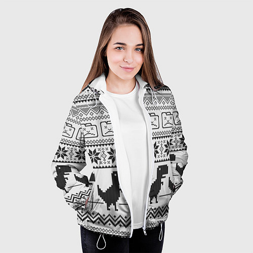 Женская куртка Свитер с T-rex'ами / 3D-Белый – фото 3