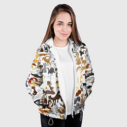 Куртка с капюшоном женская Котоколлаж 01, цвет: 3D-белый — фото 2