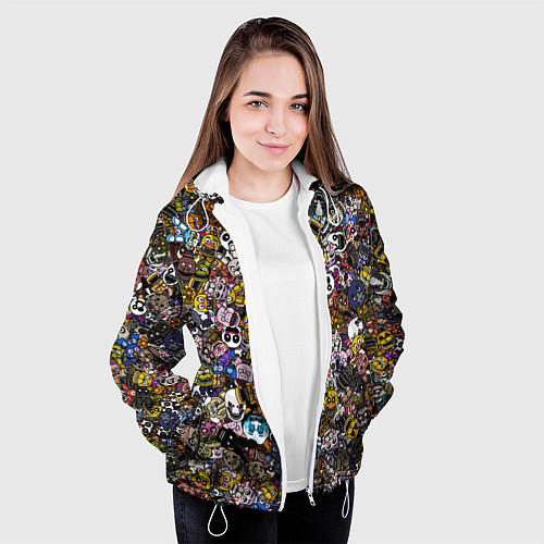 Женская куртка FNaF стикербомбинг / 3D-Белый – фото 3