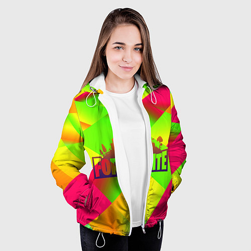 Женская куртка Fortnite гамма абстракция / 3D-Белый – фото 3