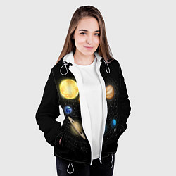 Куртка с капюшоном женская Солнечная Система, цвет: 3D-белый — фото 2