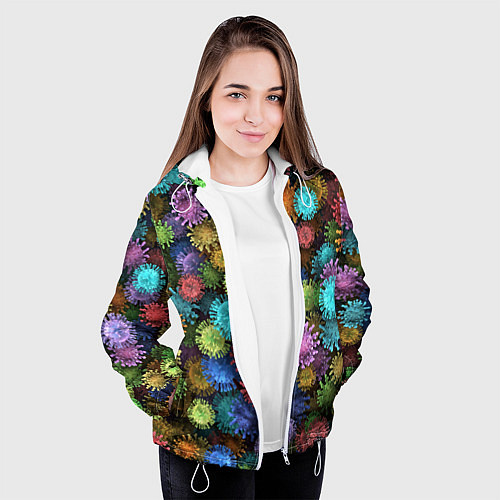 Женская куртка Разноцветные вирусы / 3D-Белый – фото 3