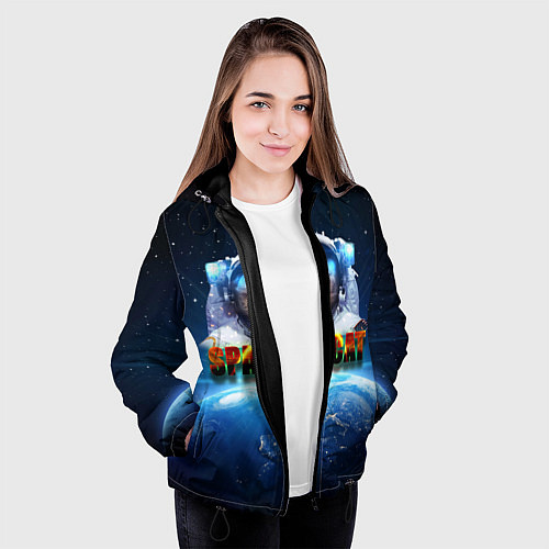 Женская куртка Космический кот / 3D-Черный – фото 3