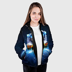 Куртка с капюшоном женская Космический кот, цвет: 3D-черный — фото 2