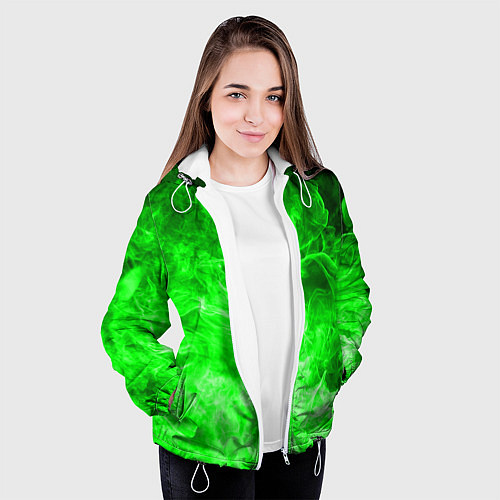 Женская куртка ОГОНЬ GREEN NEON / 3D-Белый – фото 3