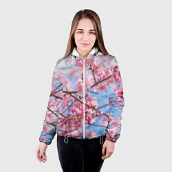 Куртка с капюшоном женская Ветки Сакуры, цвет: 3D-белый — фото 2