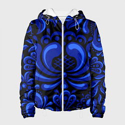 Куртка с капюшоном женская Гжель узоры, цвет: 3D-белый