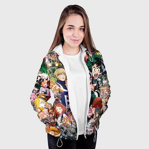 Женская куртка Моя геройская академия / 3D-Белый – фото 3
