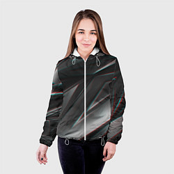 Куртка с капюшоном женская GEOMETRY STRIPES GLITCH, цвет: 3D-белый — фото 2