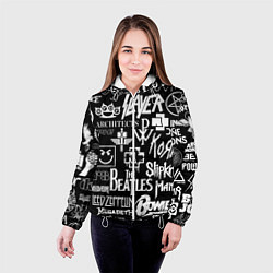 Куртка с капюшоном женская ЛОГОТИПЫ РОК ГРУПП, цвет: 3D-белый — фото 2