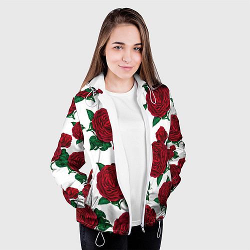 Женская куртка Винтажные розы / 3D-Белый – фото 3