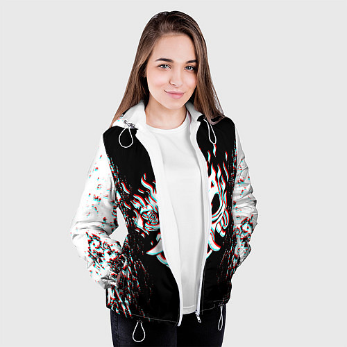 Женская куртка CYBERPUNK 2077 SAMURAI GLITCH / 3D-Белый – фото 3