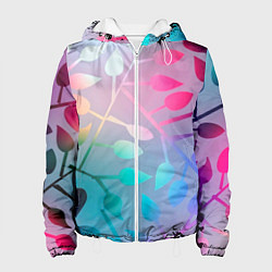 Куртка с капюшоном женская Листья, цвет: 3D-белый