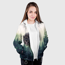 Куртка с капюшоном женская Волк, цвет: 3D-белый — фото 2