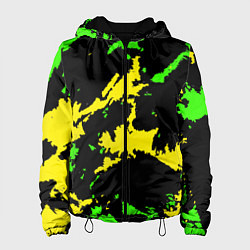 Куртка с капюшоном женская Желто-зеленый, цвет: 3D-черный