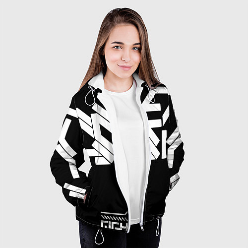 Женская куртка КИБЕРПАНК СИМВОЛ / 3D-Белый – фото 3