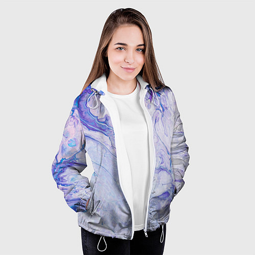 Женская куртка Разводы сиреневой краской / 3D-Белый – фото 3