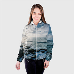 Куртка с капюшоном женская Море, цвет: 3D-белый — фото 2