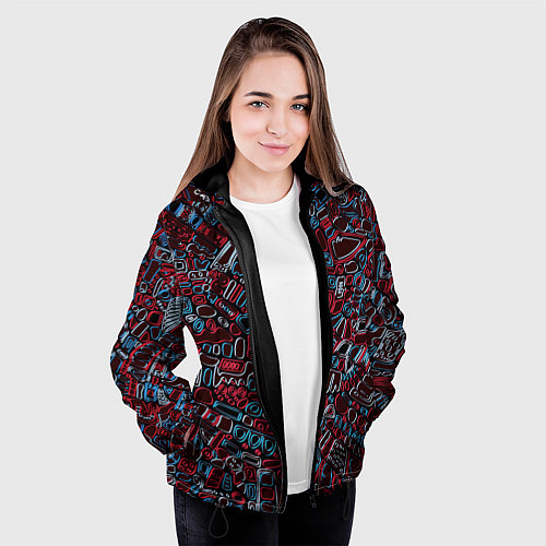 Женская куртка Абстракция Неони / 3D-Черный – фото 3