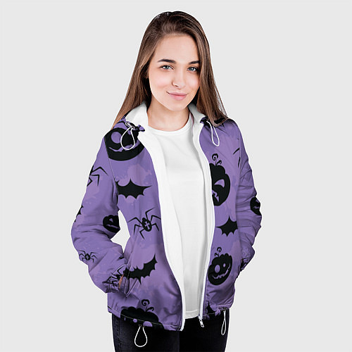 Женская куртка Фиолетовый хэллоуин / 3D-Белый – фото 3