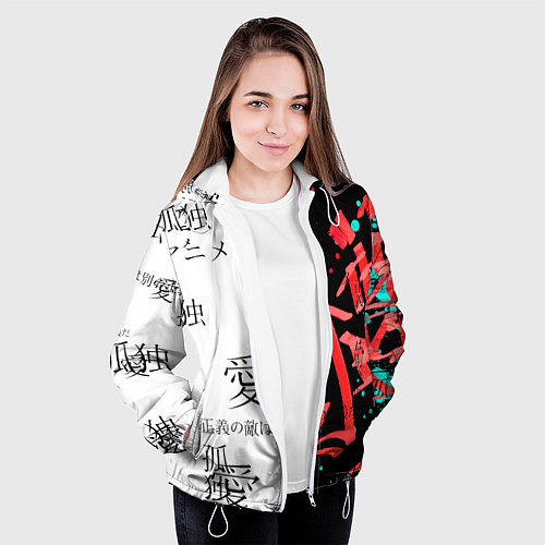 Женская куртка Японские надписи / 3D-Белый – фото 3