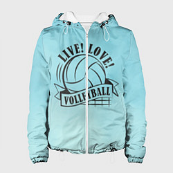 Куртка с капюшоном женская LIVE! LOVE! VOLLEYBALL!, цвет: 3D-белый